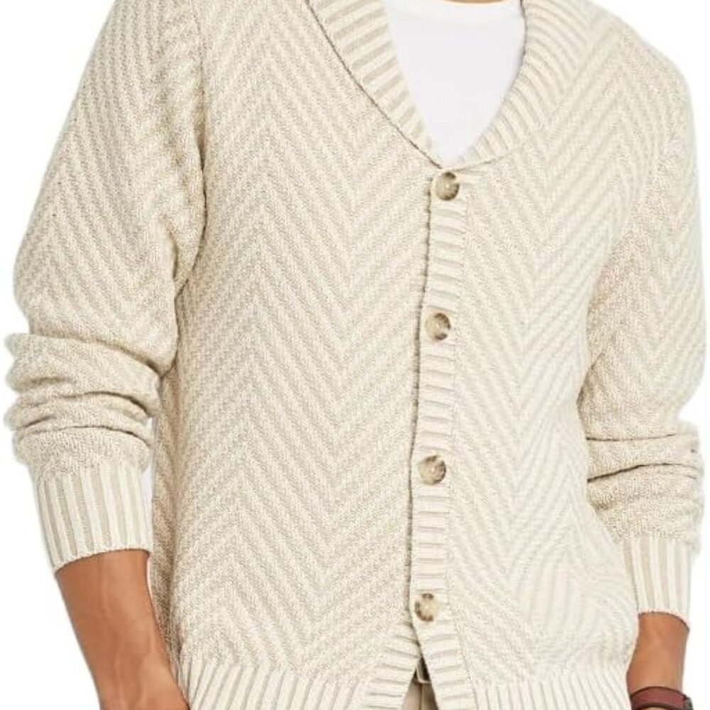 Goodfellow & Co Men's Shawl Neck Cream Cardigan Sweater Size Medium